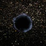 a black hole in the middle of a star filled sky